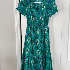 J. Crew Factory Green and Blue Floral Maxi Dress